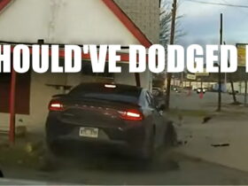Suspect Fleeing Police In Dodge Charger Rams Into Building Like It’s GTA